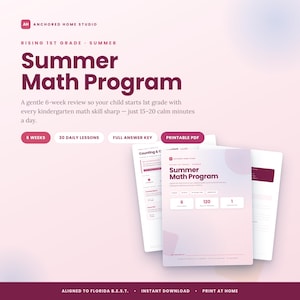 Rising 1st Grade Summer Math Program | Florida B.E.S.T. Standards (Printable PDF)