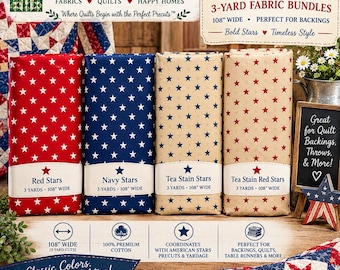 American Stars Quilt Backing Fabric | Patriotic Americana Cotton (108" Wide)