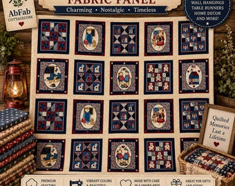 Traditional Americana Cotton Quilt Panel, Wamsutta OTC Old Schoolhouse |