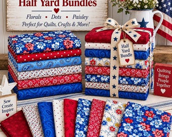 True to the Red, White, & Blue! | Patriotic Florals Fabrics | Half Yard Bundles | Quilts of Valor