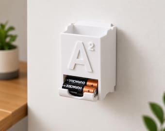 Porta Batterie da Muro AA AAA C | Organizzatore Batterie Stampato in 3D | Dispenser Batterie Salvaspazio | Battery Holder Wall Mount