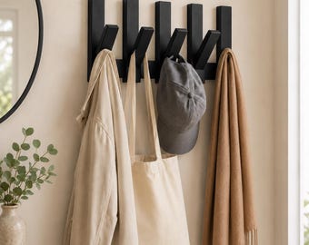 Porte-manteau mural avec 4 crochets pliables, porte-vestes moderne et peu encombrant, porte-manteau minimaliste noir