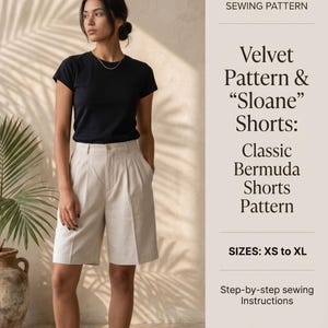 Sloane Bermuda Shorts Sewing Pattern, High Rise Wide Leg Tailored Summer DIY (PDF Download)