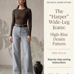 Harper High-Rise Wide-Leg Jeans Sewing Pattern (PDF Download)