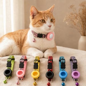 Adjustable AirTag Cat Collar with Bell | Leopard Pattern Breakaway Safety Pet Accessory