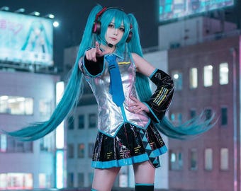 Disfraz de cosplay completo clásico de Miku: listo para eventos y sesiones de fotos
