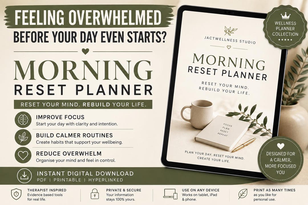 Morning Reset Planner Printable PDF | Daily Wellness & Focus Planner ...
