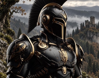 Obsidian Praetorian Steel Armor | Black & Gold Roman Knight LARP Costume