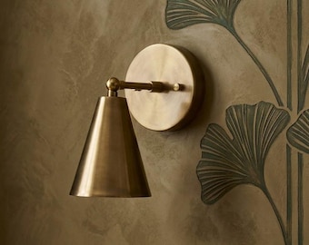 Raw Brass Cone Wall Sconce Light | Mid Century Modern Italian Lamp