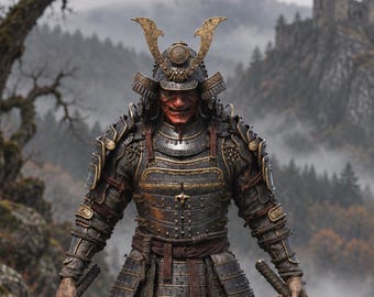 Oni Samurai Armor Set, Japanese Demon Warrior Cosplay, Dark Fantasy Kabuto Helmet