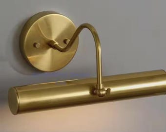 Raw Brass Picture Light: Mid-Century Modern Wall Sconce (24") Italian wall fixture
