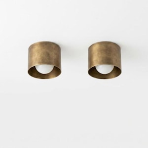 Brass Semi-Flush Mount Light: Mid-Century Ceiling Fixture