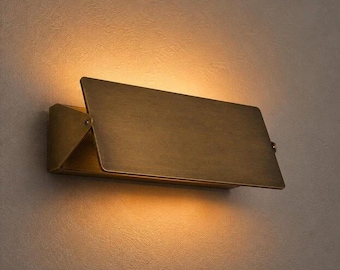 Charlotte Solid Brass Wall Light, Modern Geometric Sconce, Adjustable Industrial Fixture