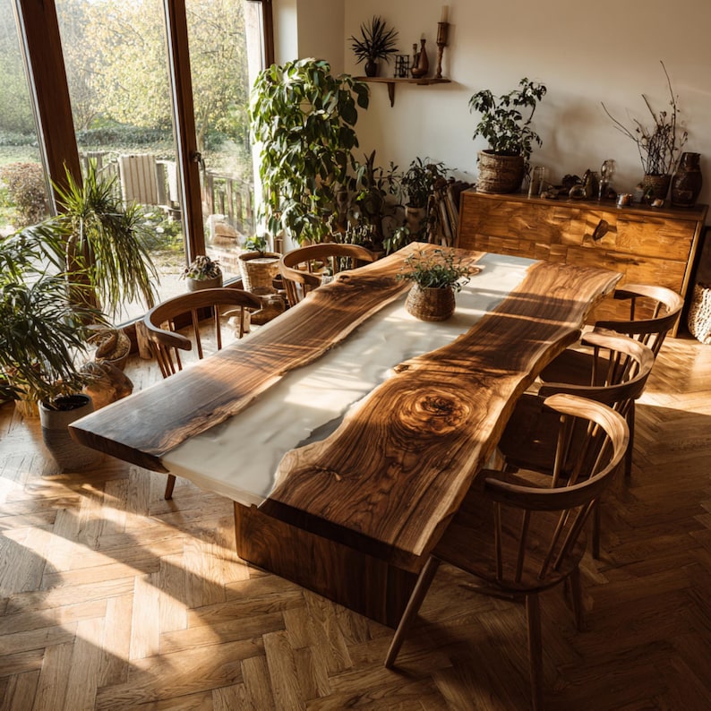 Handcrafted Walnut Epoxy Dining Table