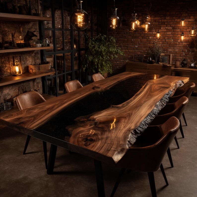 Dark Epoxy River Dining Table