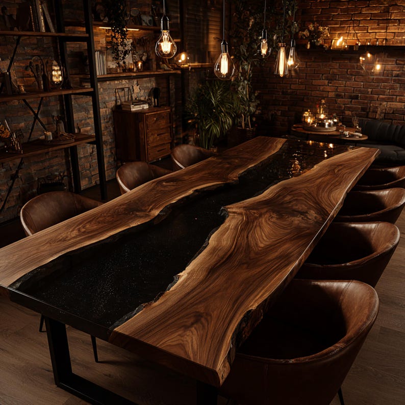 Dark Epoxy Dining Table