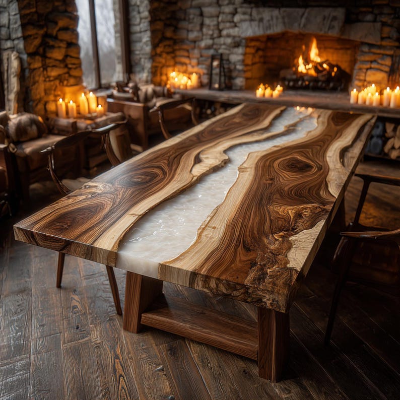 Custom Walnut Epoxy River Table