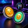 Custom Mood Pin Badge, Emoji Social Battery Accessory, Expressive Digital Display (GIF)