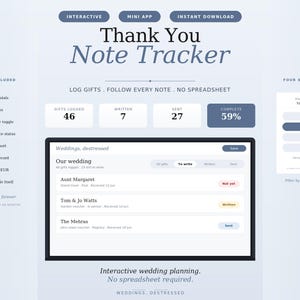 Wedding Thank You Tracker, Log Gifts, Follow Notes, Interactive HTML (Digital Download)