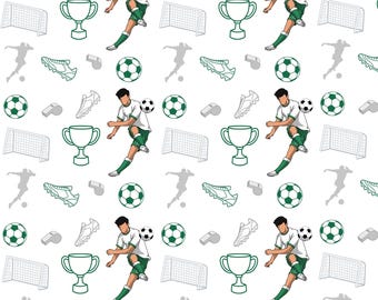 Diseño sin costuras con estampado de fútbol para lienzo, 4 colores.