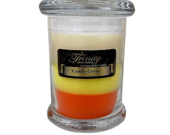 Candy Corn Scented Layered 7oz Jar Candle, Halloween Candle, Halloween Candy Corn Candle Decor