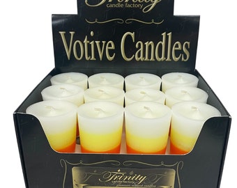 Candy Corn Votive Candles 24 Pack, Halloween Candles, Halloween Decor and Gifts