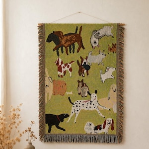 Dog Lover Wall Decor, Woven Wall Tapestry, Cute Dog Art Hanging, Boho Animal Tapestry, Pet Lover Gift, Handmade Textile Home Decor
