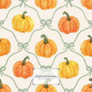 Pumpa rosett spaljé sömlöst mönster digital nedladdning - salvia band gitter höstdesign, kokett hösttyg och tapet