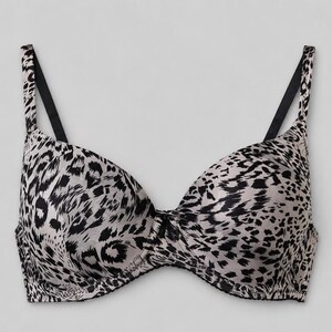 Leopard Print Underwire Bra | Full Coverage Women's Lingerie | Soft Everyday T-Shirt Bra | Animal Print
