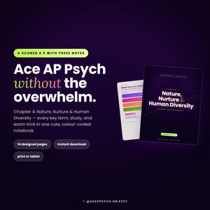 AP Psychology Notes, Unit 4 Nature Nurture & Human Diversity Study Guide, Aesthetic AP Psych Study Notes, Printable Digital Download