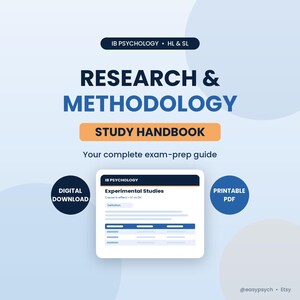 IB Psychology Research Methods Study Guide (HL/SL) Aantekeningen examenvoorbereiding (digitale download)