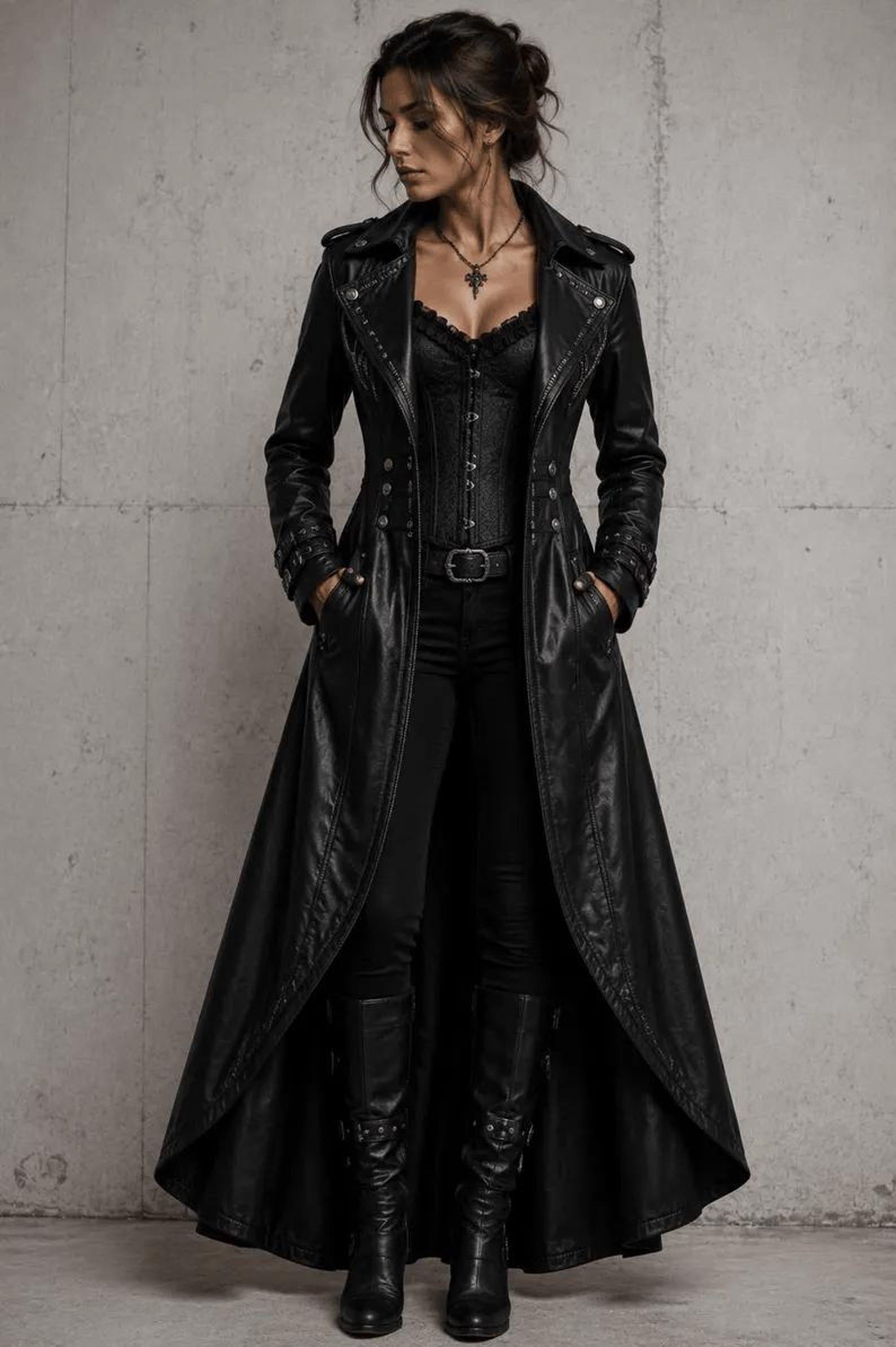 Womens Black Gothic Duster Coat - Etsy