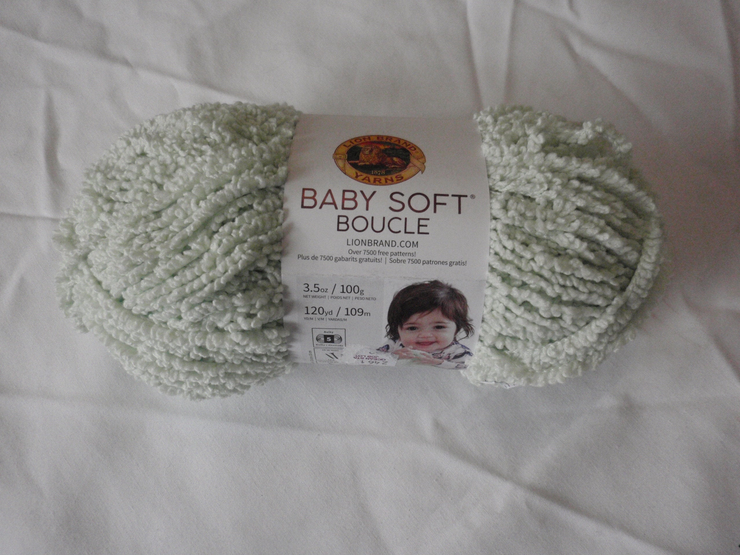 Discontinued Lion Brand Baby Soft Boucle Yarn Sprout- Price is Per Skein