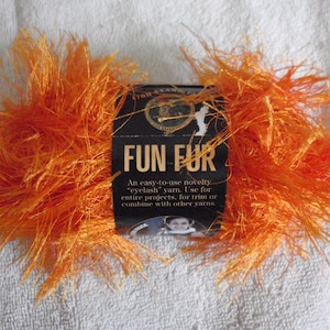 Lion Brand Yarn Fun Fur Yarn- Ivory, Tangerine