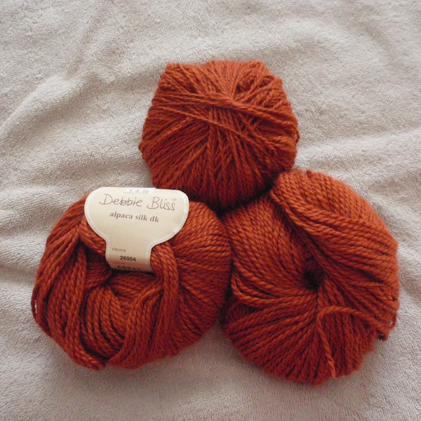 Lot of 3 Discontinued Debbie Bliss Alpaca Silk DK Yarn in Ginger