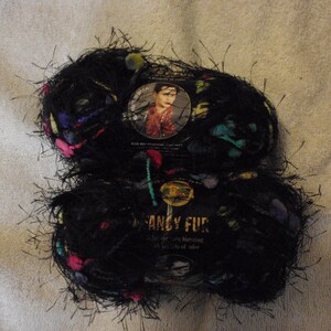 Discontinued Lion Brand Yarn Art 220 Fancy Fur Color 253 Bold Black- Price is Per Skein