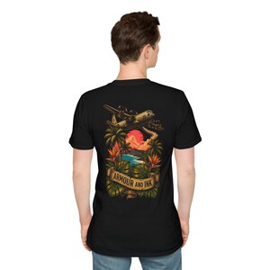 Premium Double Sided Cargo Plane Shirt, Two Sided Military Aircraft Tee, Armour and Ink Back Print Top, Tropical Island Surf Apparel