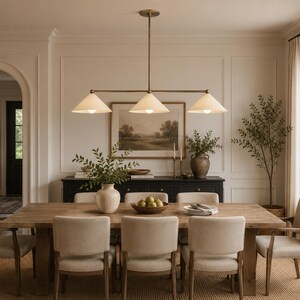 Brass Linear Chandelier for Kitchen Island: 3 Linear Pendant Lighting Fixtures - Over Dining Table Light Fixture image 10
