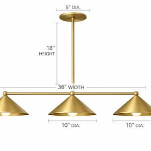 Brass Linear Chandelier for Kitchen Island: 3 Linear Pendant Lighting Fixtures - Over Dining Table Light Fixture image 8