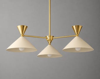 Brass Linear Chandelier for Kitchen Island: 3 Linear Pendant Lighting Fixtures - Over Dining Table Light Fixture