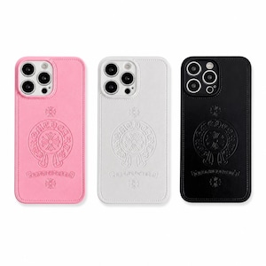 Präglat gotiskt kors i läder, lyxigt streetwear, för iPhone 17/16/15/14/13/12 Pro Max minimalistiskt punk-estetiskt skal, Y2K-mode