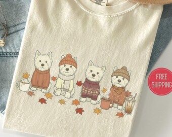 Westie Fall Shirt, West Highland White Terrier T-Shirt for Autumn, Gift for Dog Lovers, Westitude Unisex Comfort Colors Tee