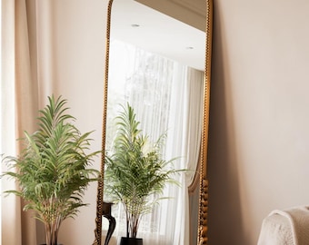 Vintage Gold Arched Full Length Mirror: Ornate Floor Mirror, Antique Style