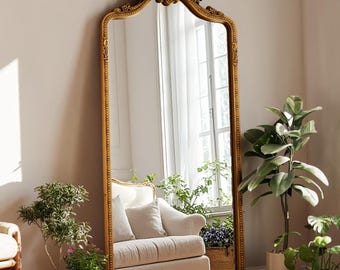 Ornate Gold Full Length Mirror: Vintage Baroque Floor Mirror