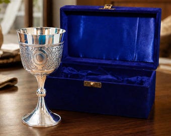 Copa de plata personalizada, cáliz de latón grabado, copa de vino con nombre personalizado, regalo vikingo medieval, regalo de boda para él, padrinos de boda, con caja.