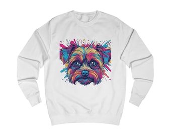 Colorful Yorkie Dog Portrait Sweatshirt | Vibrant Pop Art Terrier