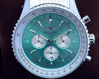 Orologio vintage Breitling Navitimer Chrono al quarzo, quadrante verde, cassa in acciaio inossidabile