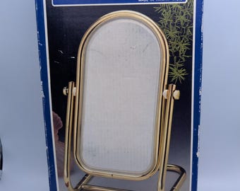 Vintage messing make-upspiegel 7 x 11 inch nieuw in verpakking
