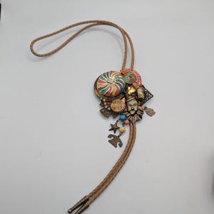 Vintage Artist Signed Unique Bolo tie Handcrafted 17"