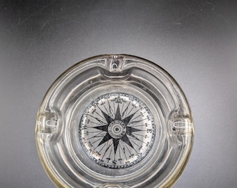 Popielniczka Vintage MCM Glass Mariners Compass
